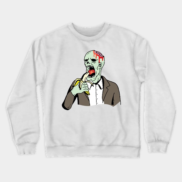 vegan zombie eating fruits and vegetables Crewneck Sweatshirt by lazykitty